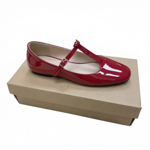 Zapatos planos retro con correa en T para mujer, estilo Mary Jane, punta redonda, de PU, con hebilla decorativa, para uso casual en todas las estaciones - Product Image 1