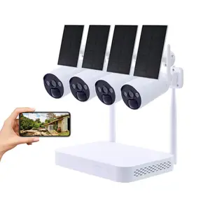 4 Ch 4 Channel 3Mp Solar Camera With Solar Panels Wifi Ip Cctv Camera Kit Wireless Security 8 Channels Solar Nvr Set System