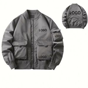 Venta al por mayor 2024 chaqueta de hombre Varsity logotipo personalizado puños acanalados escote bolsillo lateral uniforme de béisbol personalizado carta teñida lisa - Product Image 1