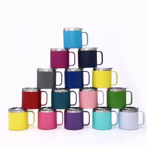 8oz 12oz 14oz Coffee <b>Mug</b> with Handle and Lid, Double Wall Vacuum <b>Insulated</b> Camping <b>Mug</b> Stainless Steel Travel Tumbler Cup - Product Image 1
