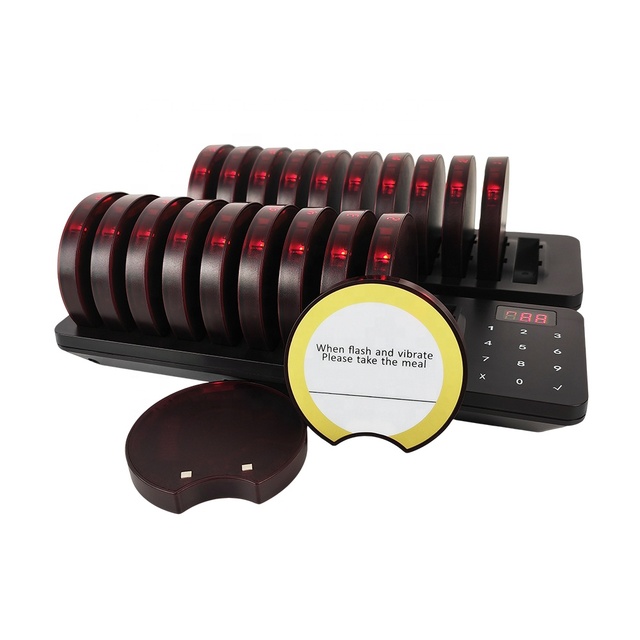 Hot Cafe Rechargeable Waterproof Vibrating Buzzer 22 Queue Calling Beepers Wireless coaster Paging System Call Pager Restaurant