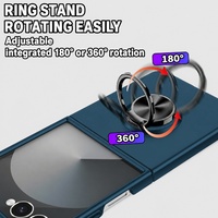Casing Ponsel C0168 Anti Gores Desain Magnetik Ultra Tipis dengan Ring Stand untuk Samsung Galaxy Z Flip 8 7 6 5 4 3