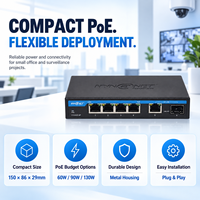 Switch PoE Gigabit 6 ports, 4 ports 802.3af/at 30W avec RJ45 et SFP Uplink pour caméras IP CCTV
