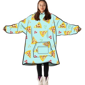 Sweat-shirt couverture à capuche imprimé intégral en sherpa, surdimensionné, chaud et douillet en polaire pelucheuse pour femme - Product Image 4