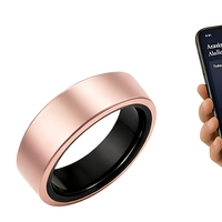 Cincin Pintar Zikr Pengingat Sholat 5 Waktu Adzan Jam Alarm Layar LED Tahan Air IP68 Bahan Paduan Logam Dapat Dipakai dengan Magnet 5.0