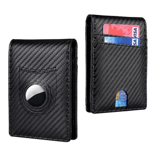 Custom Wallet Mens Bifold Wallet For AirTag Ultra Slim RFID Blocking Carbon Wallets With Built-in Holder For AirTag