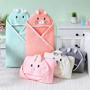 Wholesale children's coral velvet cartoon bath towels Toddler soft cape hooded bathrobe baby products