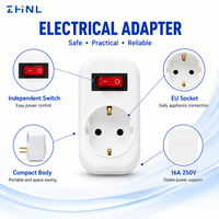 Adaptateur de voyage ZHNL 16A 250V, divers types, multiprise EU/SA avec interrupteur, convertisseur de prise Schuko et adaptateur électrique