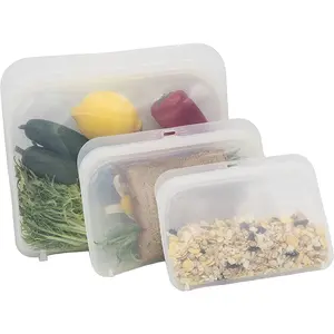 420ml/580ml/1800ml Food Grade Fresh Preservation Saver Freezer Sandwich Zipper Lock Reusable Sealer Silicone Food Storage Bag