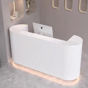 HT White Curved Small Clinic Reception Desk High Quality Small Front Desk for Retail Beauty salon reception desk - Product Image 5