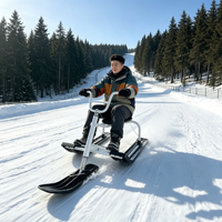 Traîneau de neige familial à suspension avant, poignée antidérapante, siège rembourré confortable, pour divertissement en hiver en station de ski