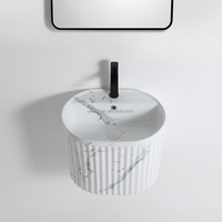 Lavabo de salle de bain en céramique à effet marbre personnalisé, Labavos Para Bano Suspendido, lavabo suspendu