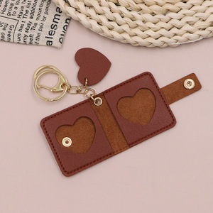 Miniature leather photo <b>keychain</b>, small and exquisite couple photo storage pendant, <b>anime</b> star photo organizer. - Product Image 2