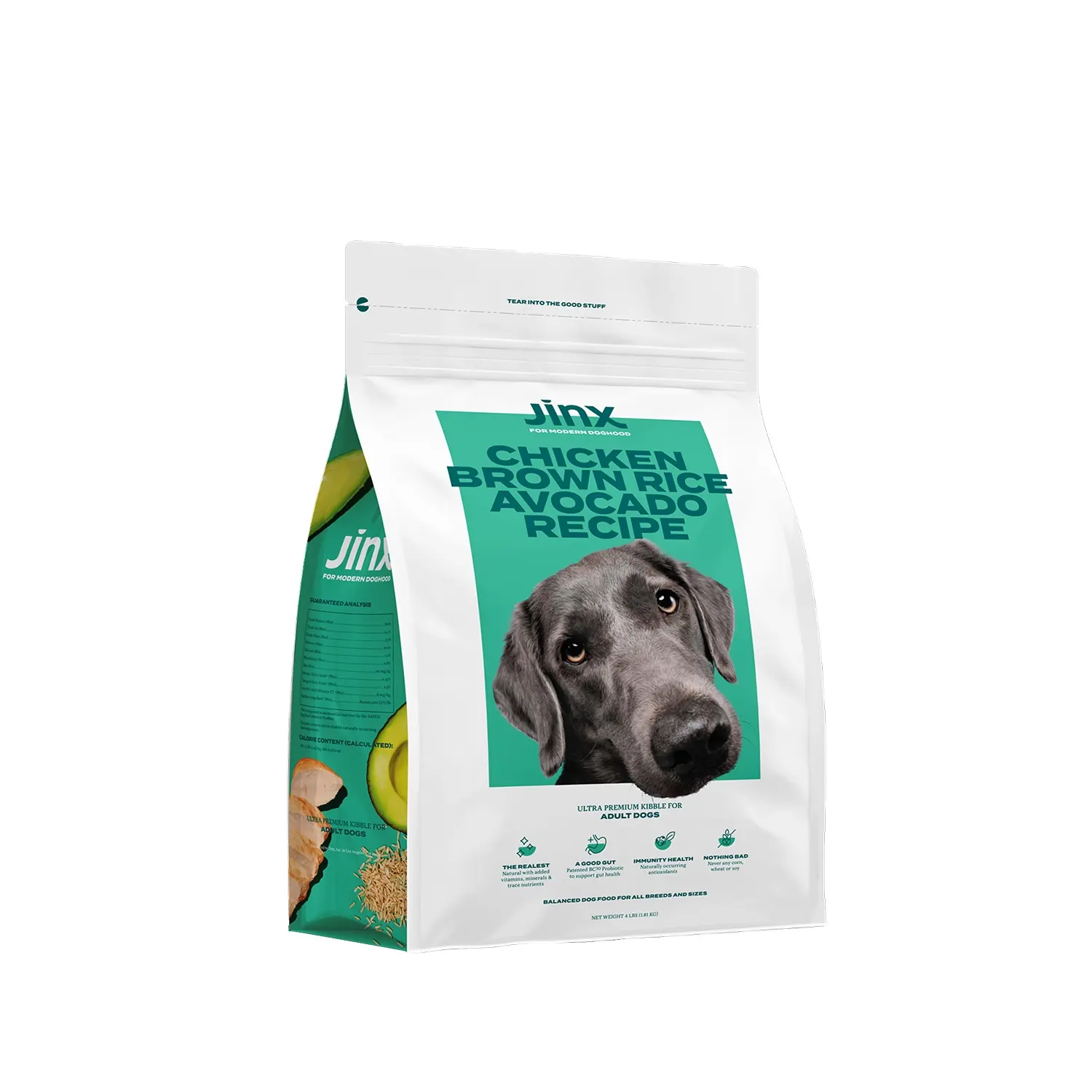 कस्टम मुद्रित गंध सबूत फ्लैट नीचे कुत्ते का इलाज खाद्य बैग 5kg प्लास्टिक पालतू पशु खाद्य पैकेजिंग के साथ जिपर