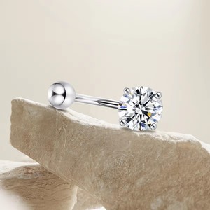925 <strong>Silver</strong> Double Heart Cubic Zirconia <strong>Belly</strong> Ring Crystal Dangle Navel Piercing Jewelry for Girls Summer Gift Bulk Wholesale - Product Image 5