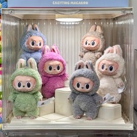 POPMART les monstres Labubu V1 passionnant Macaron boîte aveugle en peluche mignon à la mode jouet Figure Statues