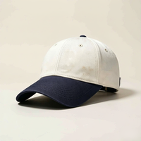 Casquettes de baseball en gros, style vintage délavé, bicolore crème et marine, 6 panneaux, broderie personnalisée, unisexe, pour le sport