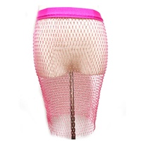 C063 Hotpink เพชรสี Mini กระโปรงผู้หญิง Hollow Out Rhinestone Fishnet Sexy Night Club สวมกระโปรง