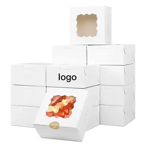 निर्माता प्रत्यक्ष बिक्री वेस्ट पॉइंट बॉक्स केक मिठाई पैकेजिंग बड़ी लहर विंडो सफेद कार्डबोर्ड क्राफ्ट पेपर बॉक्स