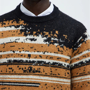 Suéter de punto Jacquard de mezcla de lana de estilo artístico Retro <span class=keywords><strong>italiano</strong></span> para hombre, suéter de bloque de color de estilo callejero no convencional de moda para hombre - Product Image 2