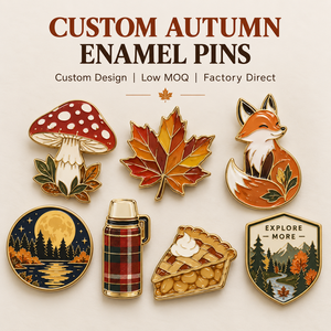 Venta al por mayor de pines de solapa de otoño de esmalte duro fundido a presión, con diseños de erizo, hongo y <span class=keywords><strong>bellota</strong></span> del bosque, en oro antiguo, para souvenirs, proveedor a granel - Product Image 1