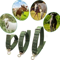 Kalung Hewan Ternak 4 Lapis Nylon Tebal yang Dapat Disesuaikan dengan Rantai Traksi Gesper Logam 2 Baris untuk Anjing Sapi Domba Kuda Kambing Unta