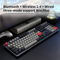 Nouveau clavier de jeu mécanique silencieux pleine taille 108 touches, triple mode, USB Type-C, rétroéclairage LED, interrupteurs Kailh Hot-Swap, anti-ghosting