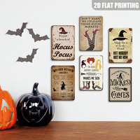 Letreros de metal con reglas de cocina de brujas, arte de pared retro con sombrero de bruja para Halloween