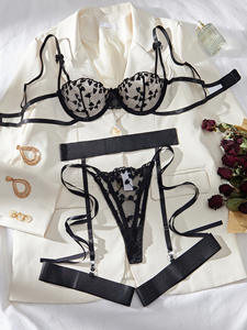 Nueva Llegada, Conjunto de Lencería Sexy para Mujer, Estilos Maduros y Sensuales, Bordado, Ropa Interior Transparente - Product Image 6