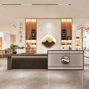 Nuevo estilo chino <span class=keywords><strong>original</strong></span> color madera cajero <span class=keywords><strong>escritorio</strong></span> mesa de té Arte Centro de Salud recepción bar salón de belleza recepción - Product Image 4