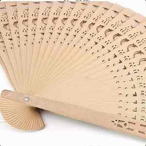 Abanico de Mano Plegable de Madera Curvada Personalizado para Decoración del Hogar, para el Año Nuevo Chino, Boda, Abanico de Mano de Madera Aromática Tallada - Product Image 3