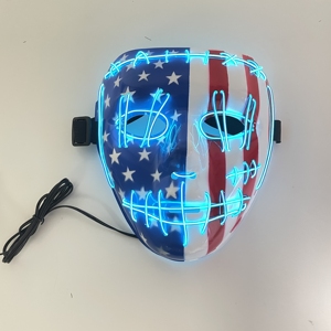 Indliontin hari 4 Juli LED Amerika Serikat bendera El kawat masker cahaya Masker mode untuk topeng Halloween pesta Festival - Product Image 2