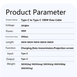 USB C a USB C Gen cavo <span class=keywords><strong>3.2</strong></span> 20Gbps trasferimento dati 8K uscita Video 100W 5A linea di ricarica rapida PD tipo-C Monitor cavo - Product Image 5
