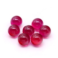 Prix de gros Pierres précieuses synthétiques en vrac serties de cire Rubis rouge Corindon Forme de boule 5 #   Perles rondes en rubis