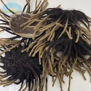 Perruque indienne remy cheveux humains, dreadlocks, postiche long ombré couleur 1b/27 8x10, toupet en dentelle pour hommes noirs - Product Image 6