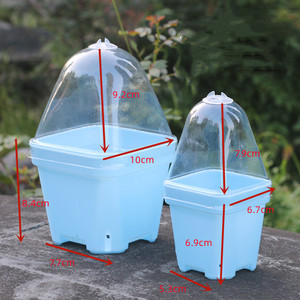 Gran oferta, suministros de jardín, maceta de plástico para vivero, maceta cuadrada para plántulas con tapas de cúpula de plástico transparente - Product Image 2
