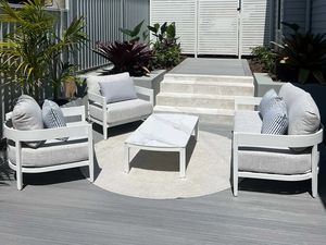 Juego <span class=keywords><strong>de</strong></span> Sofás para Exteriores Hechos a Mano con Recubrimiento <span class=keywords><strong>de</strong></span> Polvo <span class=keywords><strong>de</strong></span> Aluminio Blanco, Resistentes a la Intemperie, <span class=keywords><strong>Muebles</strong></span> <span class=keywords><strong>de</strong></span> Jardín <span class=keywords><strong>de</strong></span> Lujo - Product Image 2