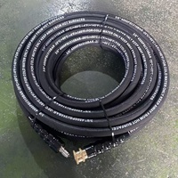 Tuyau de nettoyeur haute pression recouvert de tissu 4500 psi, 50 pieds x 3/8'' pour eau chaude et froide 250 ° F avec prise en laiton et bouchon en acier