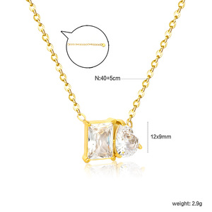 Collar Geométrico con Colgante de Zirconia en Forma de Lágrima Cuadrada de Acero Inoxidable Estilo Europeo Americano, Chapado en Oro de 18k, Cadena para Clavícula - Product Image 4