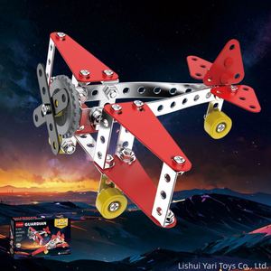 2-in-1 Children Educational Assembling Toys <b>Building</b> <b>Blocks</b> Teaching Aids Airplane Model Construction Kits Stem Metal 3D Puzzle - Product Image 2