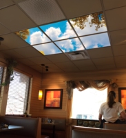 Panel de Luz LED de Aluminio para Techo, Diseño Moderno con Imagen de Cielo Azul y Nubes, Personalizable, Lámpara de Techo para Oficina con Imagen de Playa y Sol, Impermeable