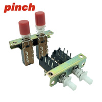 Sakelar Tombol Tekan Kunci Interlocking 6-24 Pin Multi Posisi Panel Mount Merah Nilon Independen SPST 24VDC 300mA