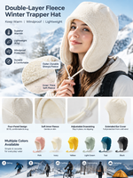 Chapeau d'hiver en polaire sherpa double couche, léger, coupe-vent, avec cache-oreilles, cordon de serrage réglable, chapeau de ski chaud, logo personnalisé