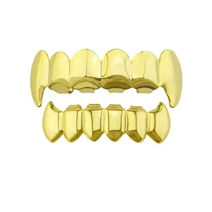 Blues RTS body jewelry gold Silver Plated vampire Fang plain teeth Grillz Set for cosplay Halloween party gift jewelry