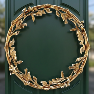 Classic Bronze Handmade Floral <b>Wreath</b> Round Decorative <b>Frame</b> Unlit Single-piece Package Wedding Style - Product Image 4