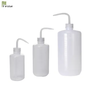 Bouteille de lavage en plastique, 1 pièce, appareil de laboratoire, bouteille de lavage, capuchon blanc