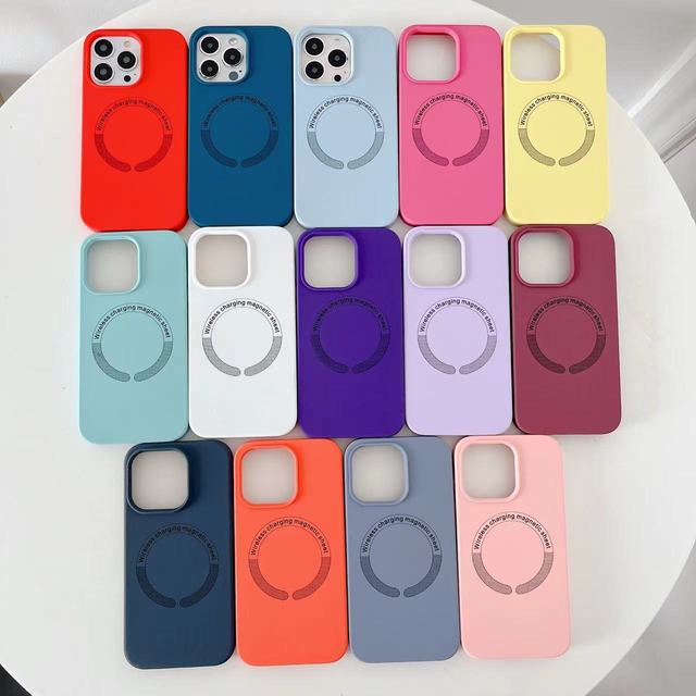 Original Genuine Magnetic Liquid Silicone Phone Case for iPhone 11 12 13 Pro Max 14 Plus Wireless Charger Safe Cover Accessories