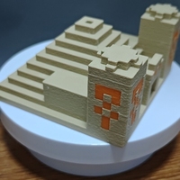 Figurine de temple pyramide du désert imprimée en 3D pour le périphérique en verre du jeu My World avec des personnages d'animation congelés
