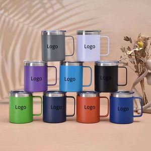 Mug isotherme double paroi en acier inoxydable de 12 oz pour café, avec logo, pour extérieur et voiture - Product Image 1