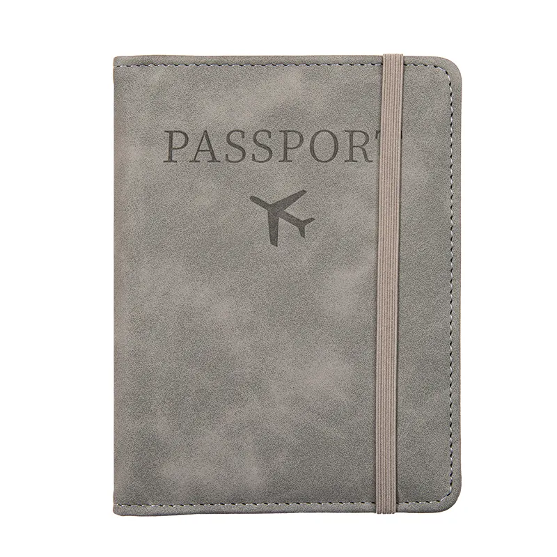 थोक कस्टम पु चमड़ा पासपोर्ट कवर बेस्ट सेलर ट्रैवल वॉलेट कार्ड केस टिकट स्लॉट आरएफआईडी ब्लॉकिंग पासपोर्ट धारक के साथ
